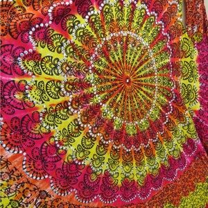 Vibrant Sequin Tie Dye Mandala Fringe Vest Festival Beach Cover-up One Size